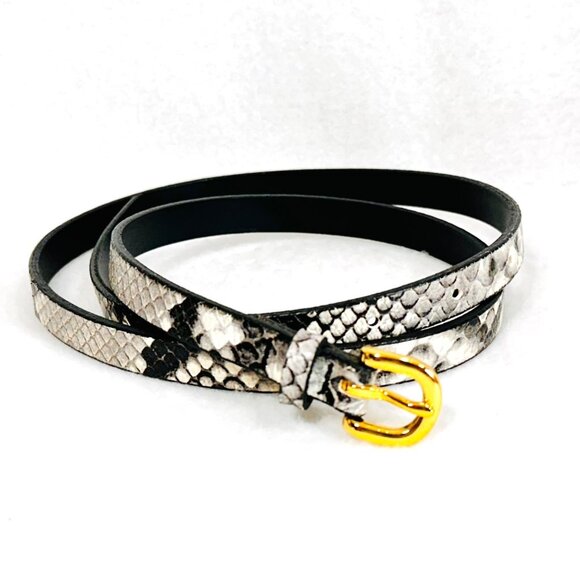 J. Crew Accessories - J.Crew Genuine Italian Leather Snake Print Belt With Gold Buckle - Size Small